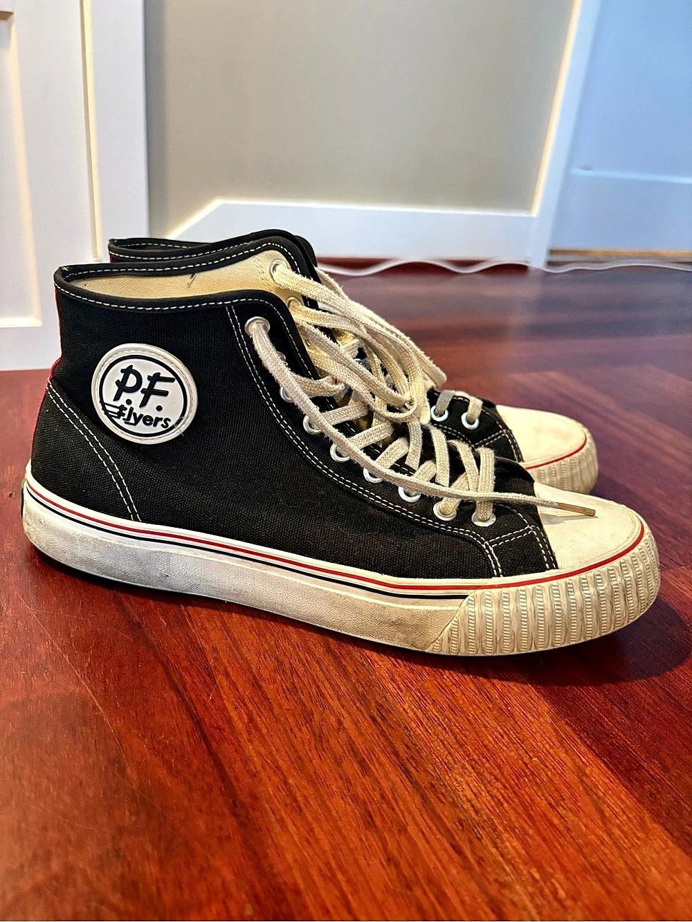 PF Flyers Center Hi High Top Sneakers Black & White M 9.5/W 11